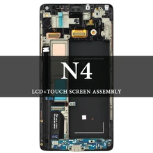 Untuk Samsung Galaxy Note 4 LCD dengan Frame 5.7 ”N9100 N910F N910A N910V LCD Hitam Abu-abu Tampilan Layar AMOLED digitizer