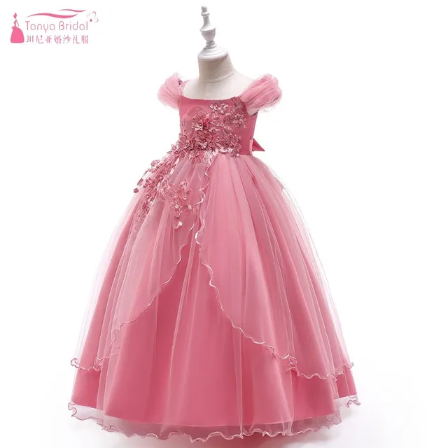 navy and pink flower girl dress