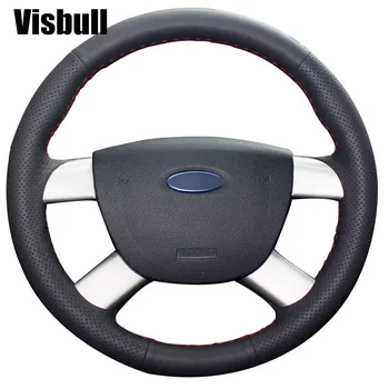 

Visbull Black PU Leather Car Steering Wheel Cover V1079 for Ford Kuga 2008-2011 Focus 2 2005-2011