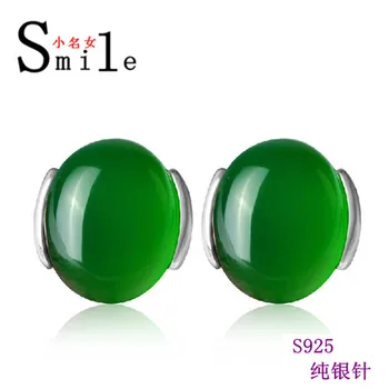 

famous brand Natural semi-precious stones 925 Sterling Silver Opal white green red Stud Earrings female girlfriend gift