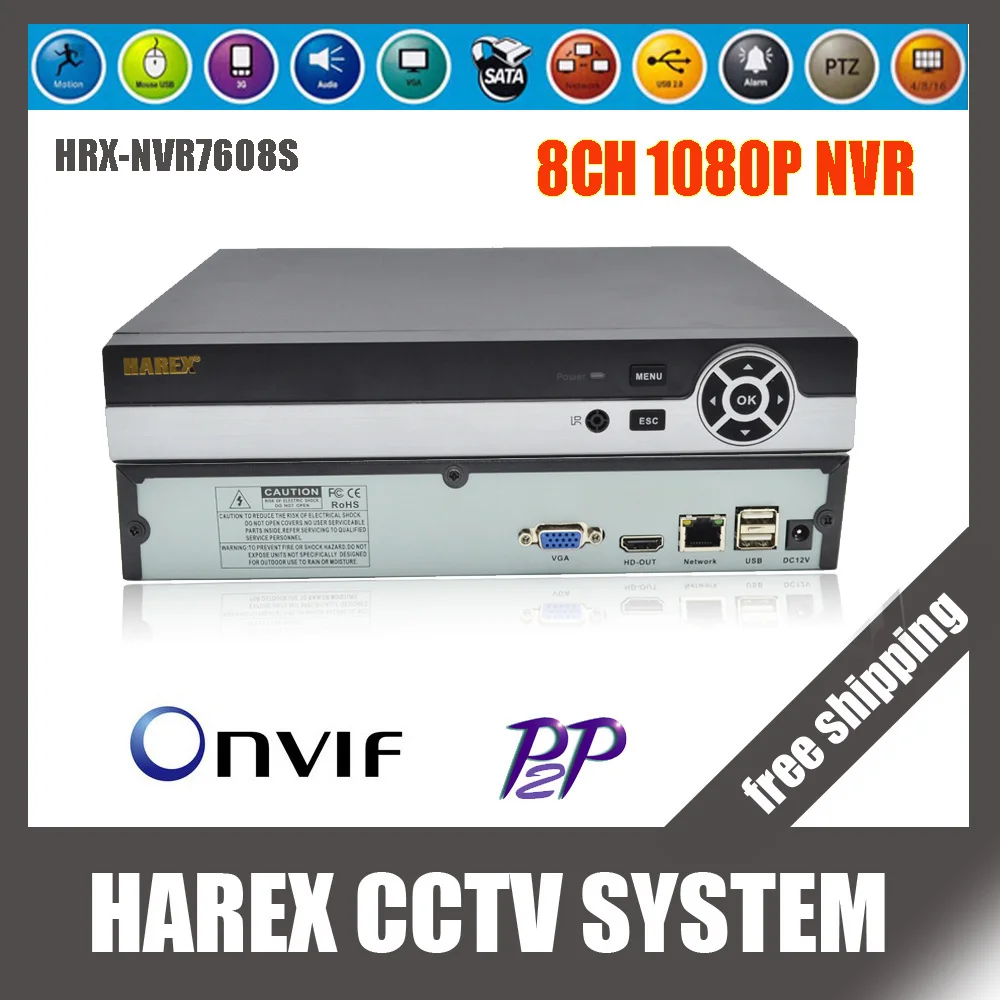 1080P 8-канальный сетевой видеорегистратор Onvif несколько языков, входы: HDMI сетевой видеорегистратор HD720P/960 P/1080 P NVR для ip камера