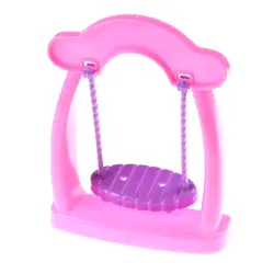 Кукольный домик миниатюрная мебель ручной работы милый пластик розовый качели стул для Кукольный дом украшения детский игровой дом