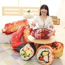 Creative Food Plush Sushi Steak Chop Pillow Cushion Toy Decorative Pillow Cushion 3D Simulation Food Stuffed Toy Home Decor