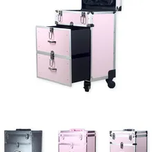 Большая емкость munsu макияж Чехол алюминиевая коробка с 2 слоями dawer тележка