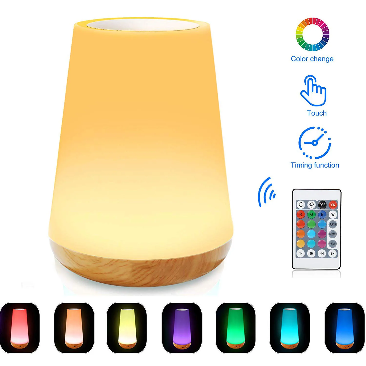 

7 Color LED Night Light Dimmable USB Rechargeable Lamp With Remote Control Timing Function For Bedroom Bedside Baby Sleep Light