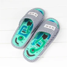 1 Pair Blue Acupressure Points Massage Shoes Magnetic Reflexology Slippers Promote Blood Circulation Pain Relief Foot Massager