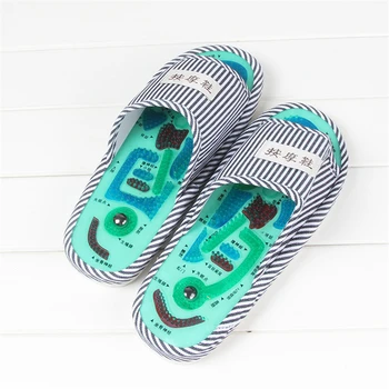

1 Pair Blue Acupressure Points Massage Shoes Magnetic Reflexology Slippers Promote Blood Circulation Pain Relief Foot Massager