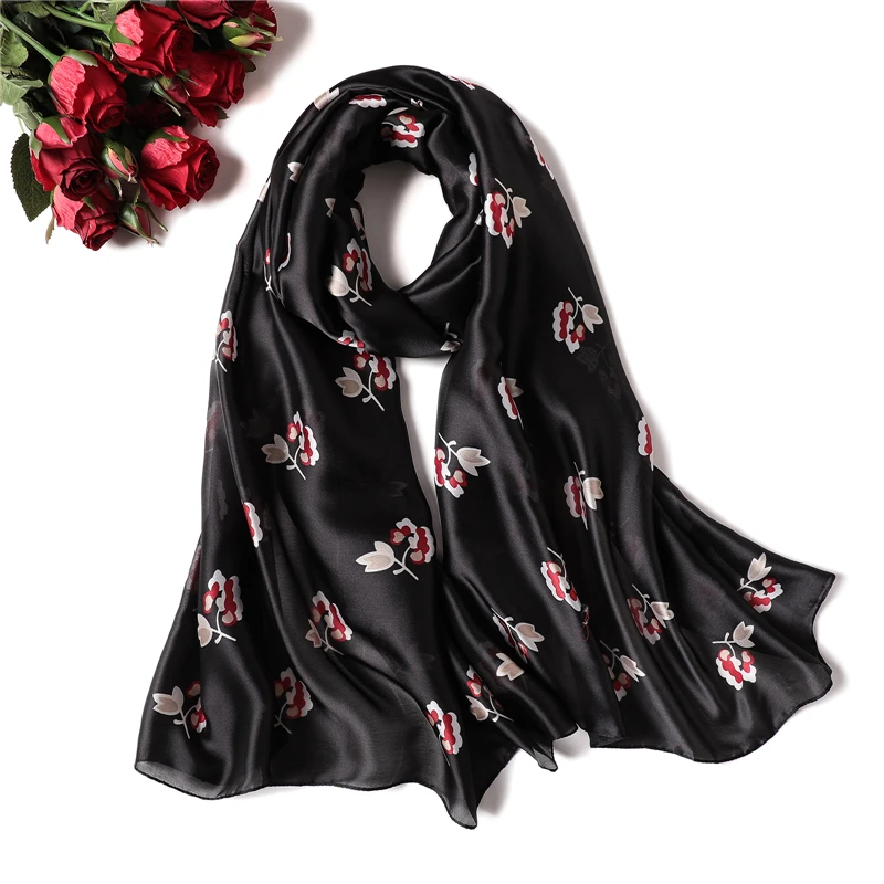 

Fashion 2019 floral print silk scarves for women shawls pashmina lovely beach stoles hijabs