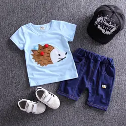 Корейский мультфильм комплект детской одежды летний комплект для мальчиков хлопковая футболка + шорты костюм летние комплекты для