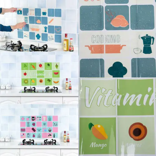 Kitchen Wall Stickers Removable Kitchen Oil-Proof Mural Art Vinyl Wall Stickers Dining Hall Wallpapers PVC Wall Decals/Adhesive