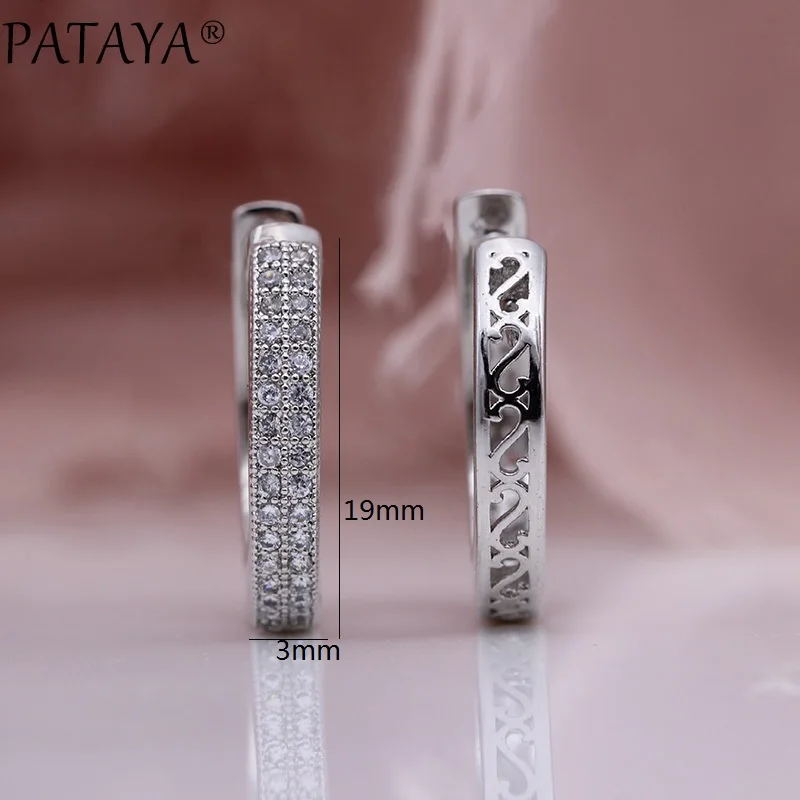 White Gold Round Natural Cubic Zirconia Dangle Earrings - Image 6