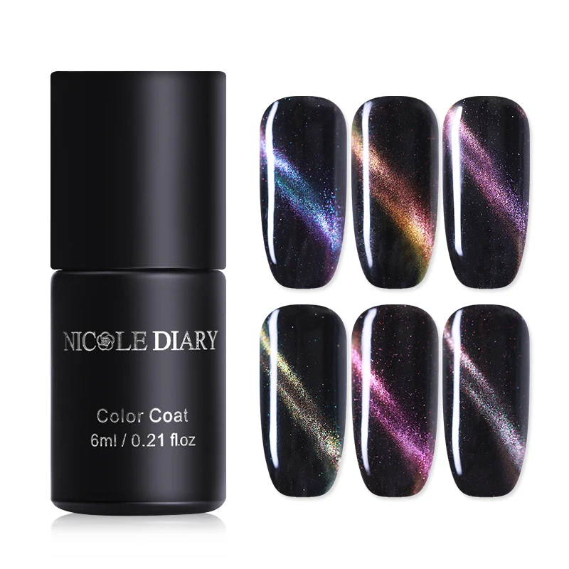 Магнитный 5D кошачий глаз NICOLE DIARY 6 мл Гель лак для ногтей фантастический блеск