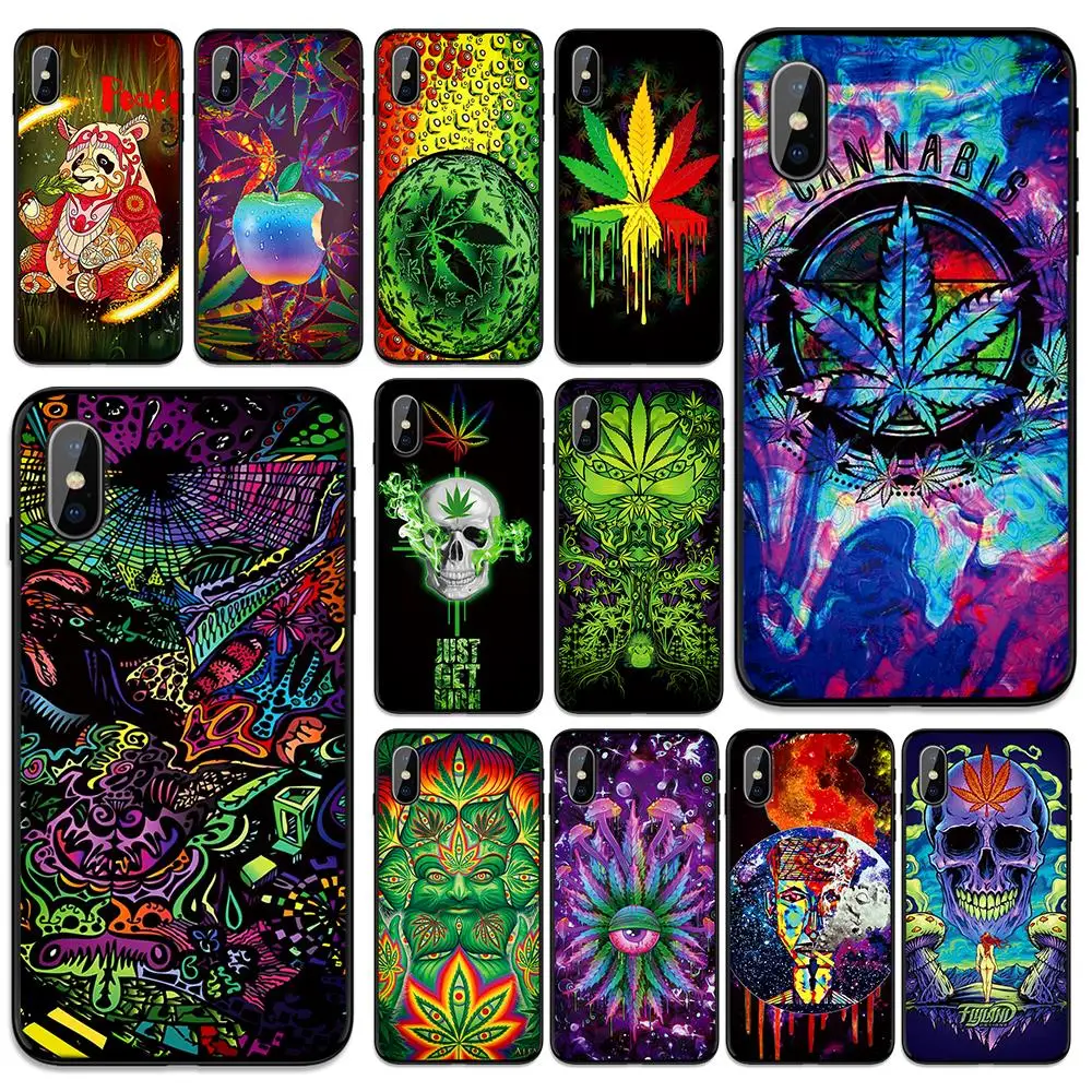 

Weed Leaf grass Soft TPU Case Cover for Apple iPhone 6 6S 7 8 Plus 5 5S SE X XS MAX XR Silicone Cases