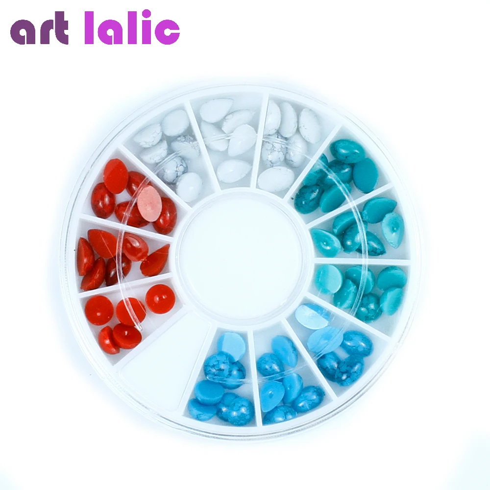 

Nail Art 4 Colors Acrylic Turquoise Gems Styles Decor Jewelry Resin Stone Beads Tips #60