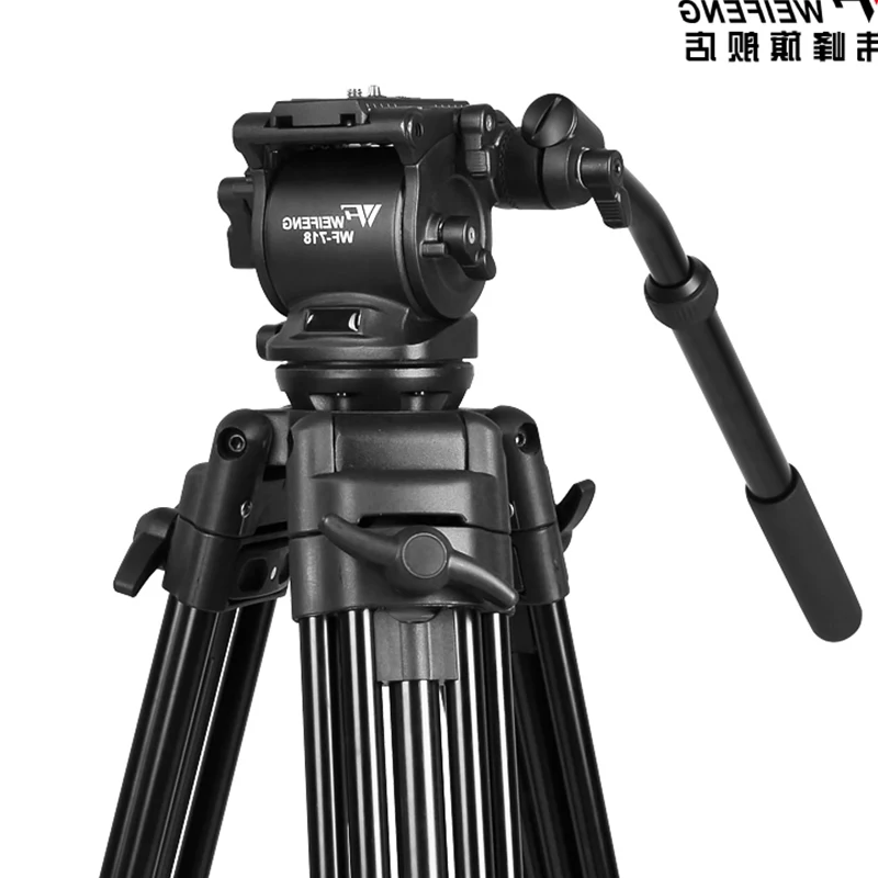  WF718 Professional Video Tripod DSLR Camera Heavy Duty Tripod with Fluid Pan Head 1.8m high Load 8k
