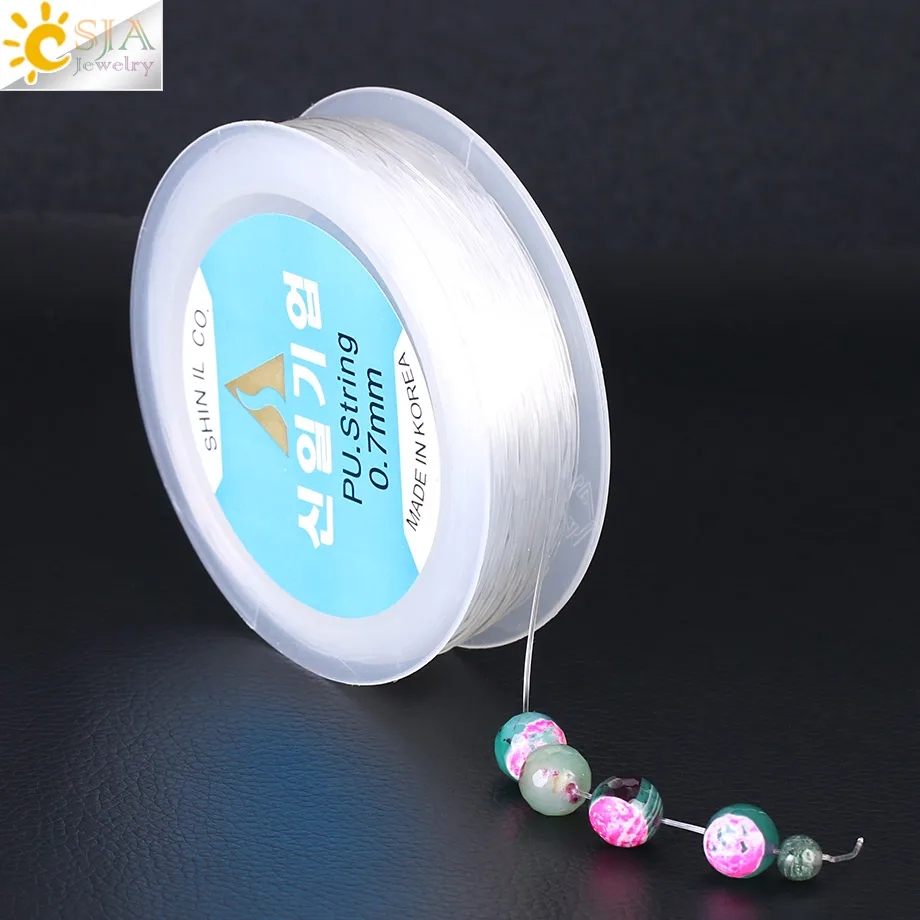 

CSJA 38M Elastic Thread Transparent String Crystal Rope 0.5 0.6 0.7 0.8 1mm Cord Line Jewellery DIY Beads Bracelets Making F365