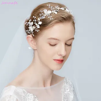 

Silver Color Floral Headpiece Bridal Headband Tiara Wedding Pearls Hair Crown Jewelry Women Fashion Headpiece Accessories