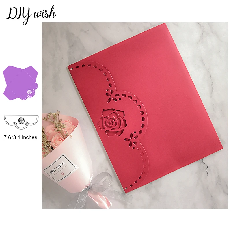 Большой размер, розовый пригласительный конверт, металлическая вырубная форма, новинка, для скрапбукинга, рукоделия, вырубка для DIY, изготовление бумажных открыток - Цвет: DW2068