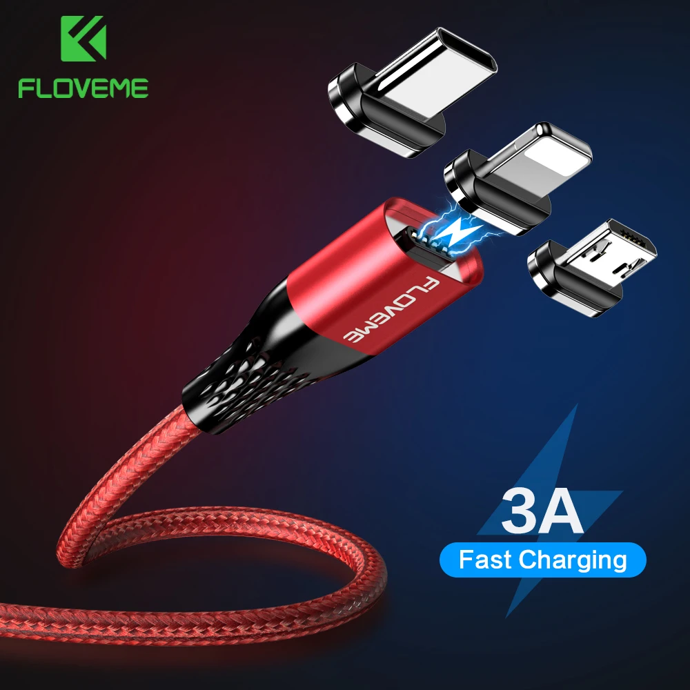 FLOVEME Магнитный usb кабель для зарядки Micro Usb type C для Lightning магнит быстрое зарядное устройство 3a провод для iphone samsung Redmi Note 7 8 купить на AliExpress