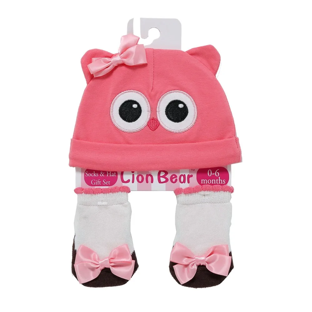 

Lion Bear Newborn hat baby Socks Suit 0-6 month infant Cap Cartoon animal 100% Cotton beanies for baby Boys Girls Accessories