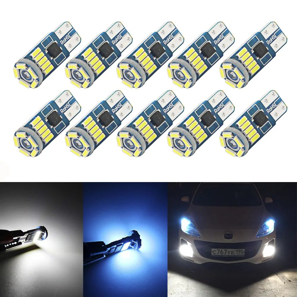 Goede 10 stks W5W SMD Auto T10 LED 194 168 Wedge Instrument Panel Lamp Wit Crystal Blue Lezen Ontruiming Gloeilampen voor Auto Verlichting