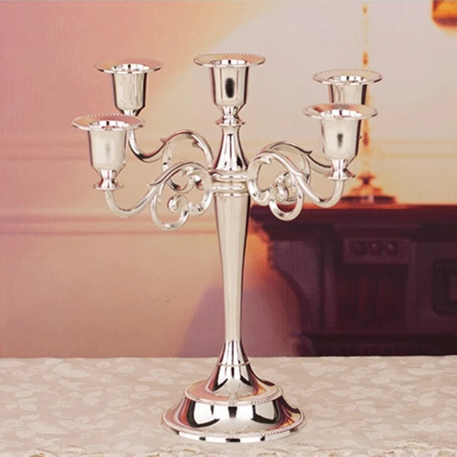 4 Colors Metal Candle Holders 5 Arms Candlestick Tabletop 4 Colors Metal Candle Holders 5 Arms Candlestick Tabletop Stand Wedding Decoration Candelabra Home