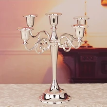 Livraison gratuite argent / or / noir / Bronze métal bougeoir cinq armes bougeoir 27 cm grand événement de mariage candélabres chandelier