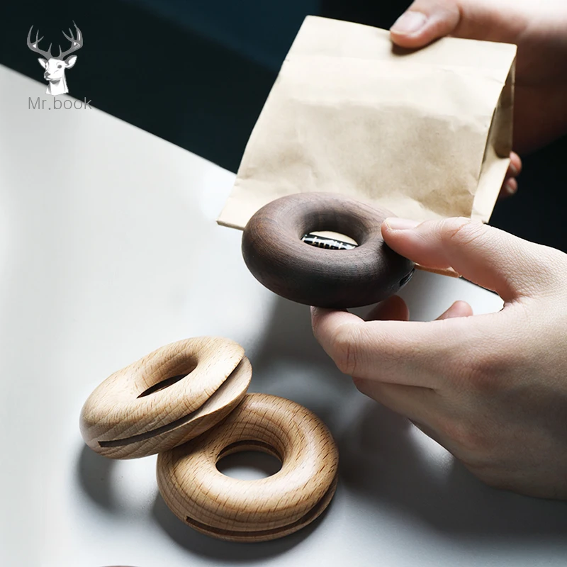 

2Pcs Wooden Binder Clip Office Paper Bills Clip Kawaii Donut Shape Clip Office & School Stationery Multi-function Sealing Clip