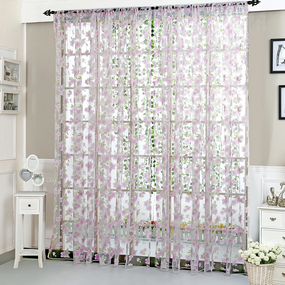 us $2.01 6% off|2*0,95 m floral tüll vorhänge hause tür fenster vorhänge  für schlafzimmer wohnzimmer bildschirm kinder schlafzimmer  vorhänge|curtains