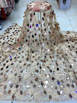 

2019 High Quality French 3D Tulle Beaded African Lace Fabric Sequins Embroidered Nigerian Lace Fabrics For Wowen Dress