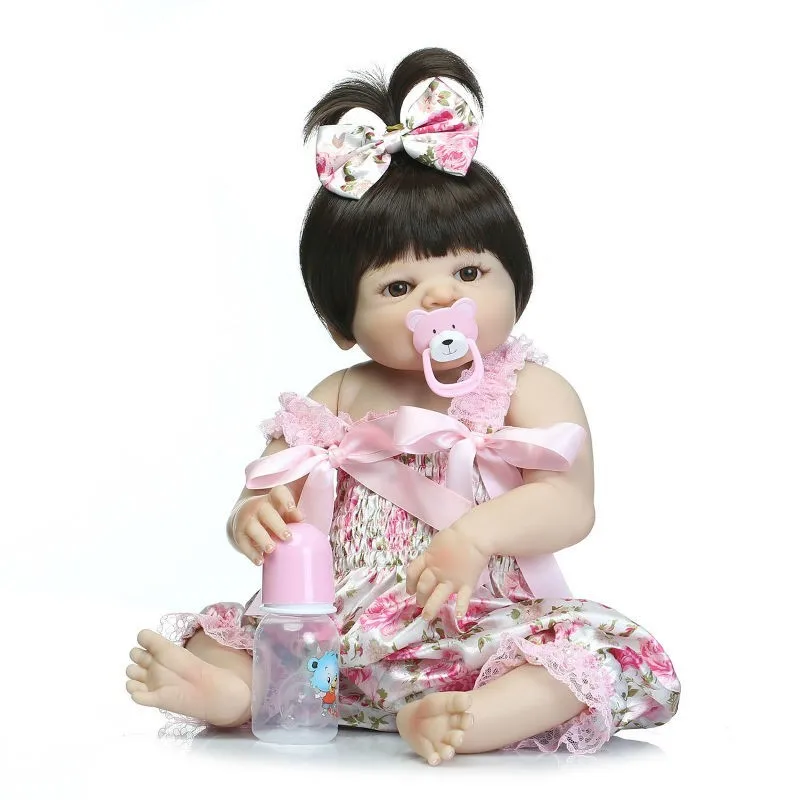 NPK 19inch 46cm Adorable Reborn Doll Handmade Full Silicone Bebes Reborn Girl Doll Boneca Fashion Baby Dolls For Girls