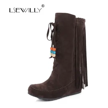 

Lsewilly woman shoe botas Classic fashion Snow Boot Winter Tassel High-quality Waterproof Wedges Knee-high Slip-resistant LCL001