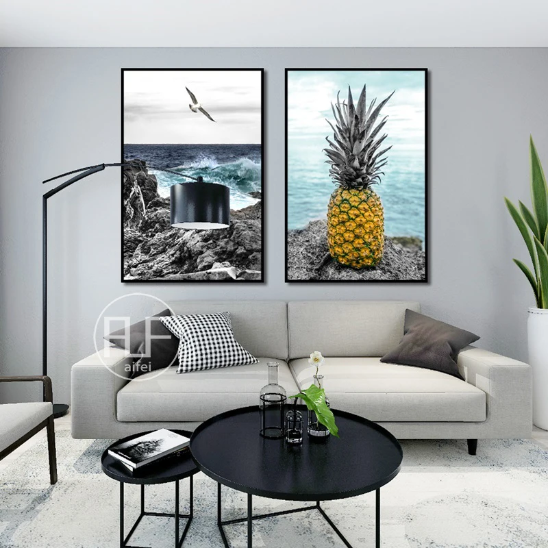 

Seascape Pineapple Seagull Canvas Painting Landscape Nordic Posters Prints Wall Art Pictures For Living Room Home Decoration