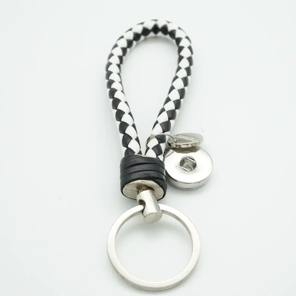 Various Colors Braided PU Leather Snap Button Key Chains Key Holder