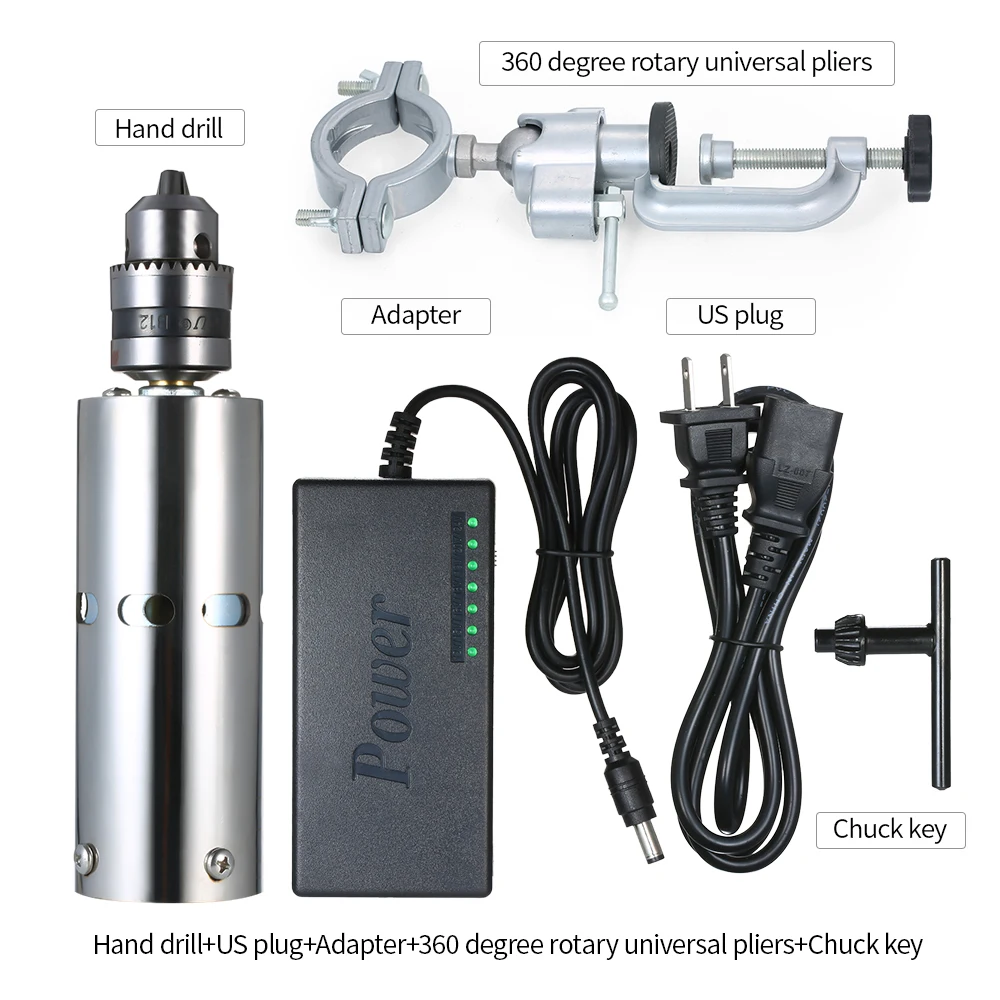 Микро точность маленький Электрический Дил мини электрический шлифовальный станок сверление и полировка резка гравировка DIY ручная дрель+ аксессуары - Цвет: and bench pliers