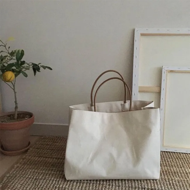 

New canvas bag shopping bag simple single shoulder large bag large capacity hand-held bag