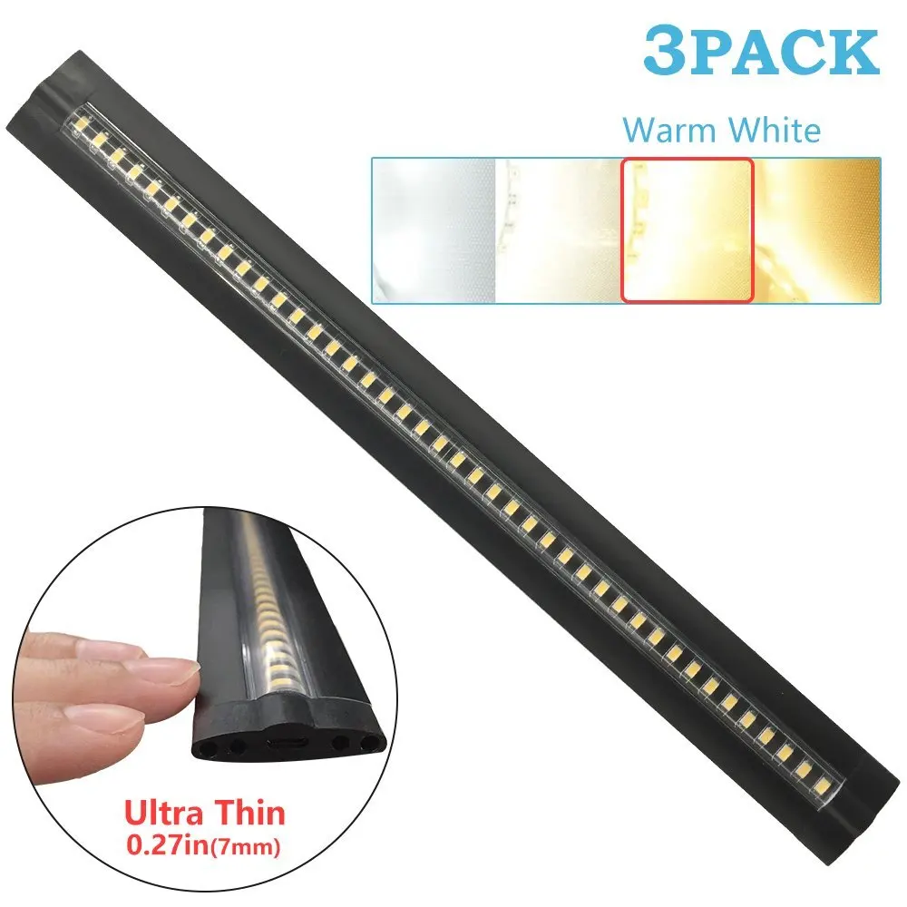 

3 Pack LED Under Cabinet Lighting, CRI90 Dimmable SMD2835 12V Ultra Warm White, Total of 15W 900LM LED Night Light