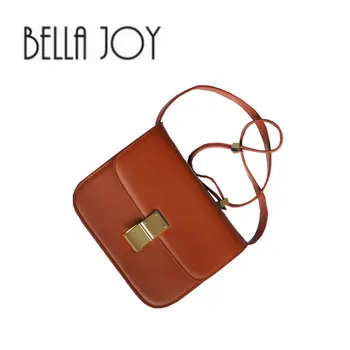 

BELLA JOY Small Flap Women Classical Box Bag Genuine Leather Handbags Ladies Cowhide Messenger Bag For Female