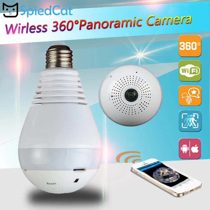 

1.3MP 960P 360 Degree Panoramic Wireless Wifi IP E27 Bulb Light FishEye Smart Home Security CCTV 3D VR Camera Support TF Card