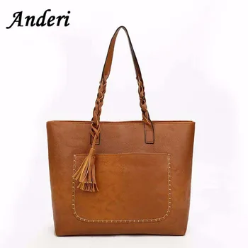 

Anderi Brand Vintage PU Tassel Women Shoulder Bag Female Retro Daily Causal Totes Lady Elegant Shopping Handbag Office bag