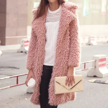 

Elegant Faux Fur Coat Women 2018 Autumn Winter Warm Soft Zipper Fur Jacket Female Plush Overcoat Casual Outerwear