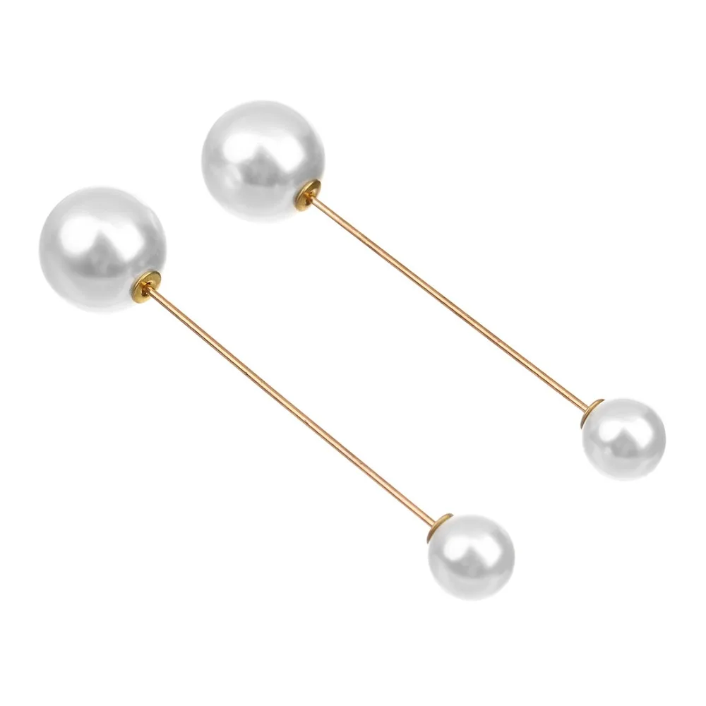 2PCS Charm Double Simulated Pearl Brooch Pins For Women Lapel Brooch