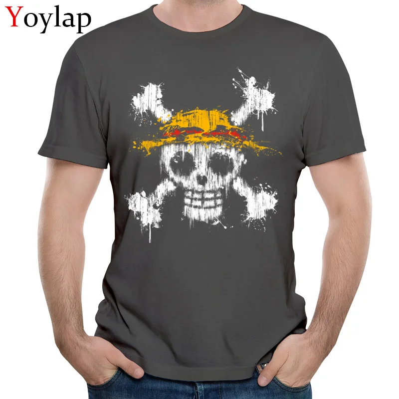  100% Cotton T Shirts for Male Short Sleeve Print Tops T Shirt New Arrival Fall Custom One piece skull O Neck Tee Shirt carbon