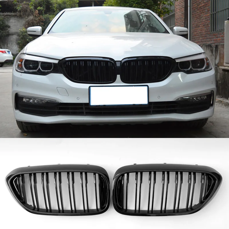 

Double Line Style Bright black Grille Fit For BMW G30 G38 F90 M5