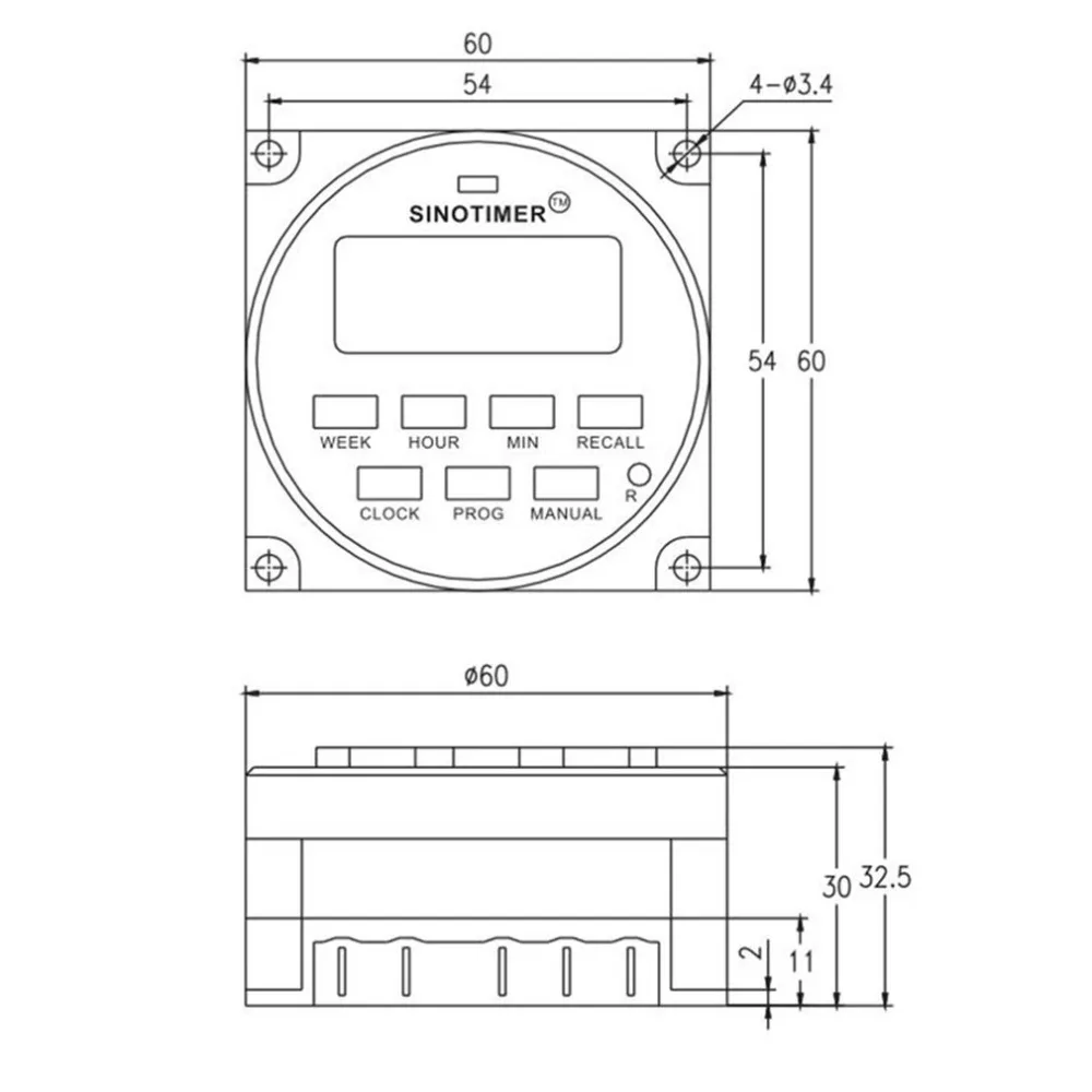 SINOTIMER TM618N-2, 220 В, ЖК-цифровой программируемый таймер переменного тока, переключатель с UL реле внутри с функцией обратного отсчета времени