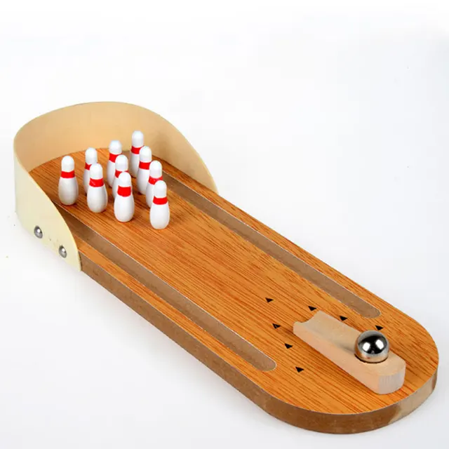 Best Offers Wooden Mini Desktop Bowling Game Toy Set Fun Indoor Parent-child Interactive Table Game Bowling Developmental Toy