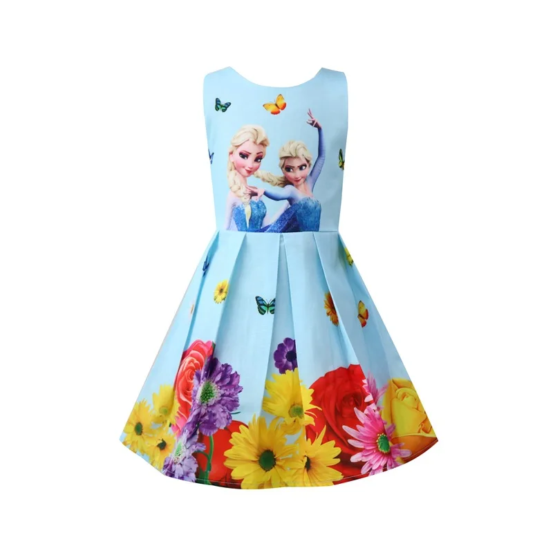 Платье для девочек; летние платья принцессы Снежной Королевы; платья Эльзы и Анны для девочек; подарок на день рождения; костюм; детское платье; одежда для детей