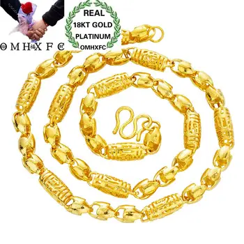 

OMHXFC Wholesale European Fashion Man Male Party Wedding Gift Vintage Long 55cm Hollow Olive Real 18KT Gold Chain Necklace NL03