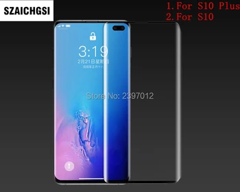 

200pcs/lot black full cover Tempered Screen Protector glass support fingerprint deblocking for Samsung Galaxy S10 S10 PLUS