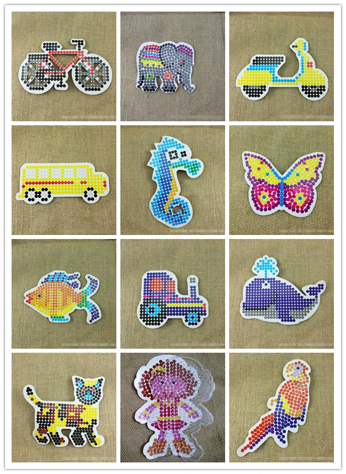 

1 piece 5mm Hama Beads Template With Color Paper Plastic Stencil Jigsaw Perler Beads Diy Transparent Shape Puzzle Pegboard